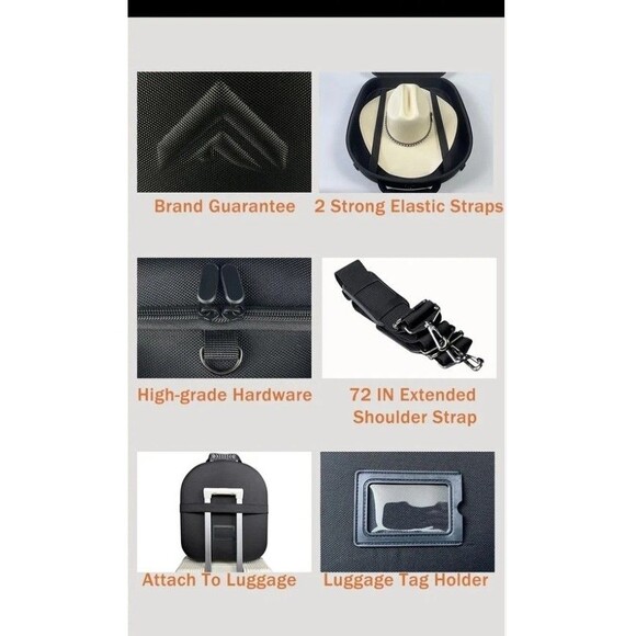 Travel Hat Case For Cowboy Panama & Fedora Hat, Waterproof & Crush Proof Cowboy - Picture 5 of 5